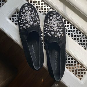 Stuart Weitzman Pearl Embellished black sneakers